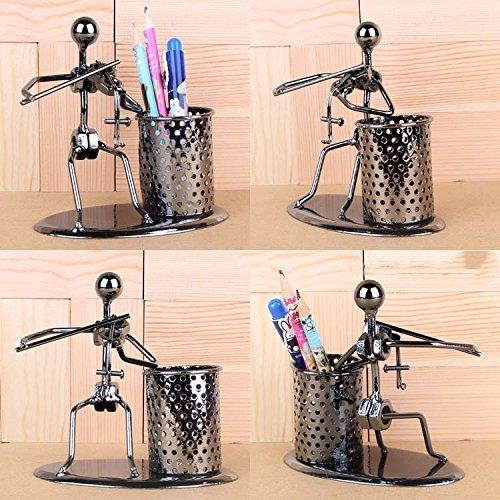 Creative Office Desktop Accessories Metal Pen Pencil Holder Craft Art Model Room Decoration (violin)