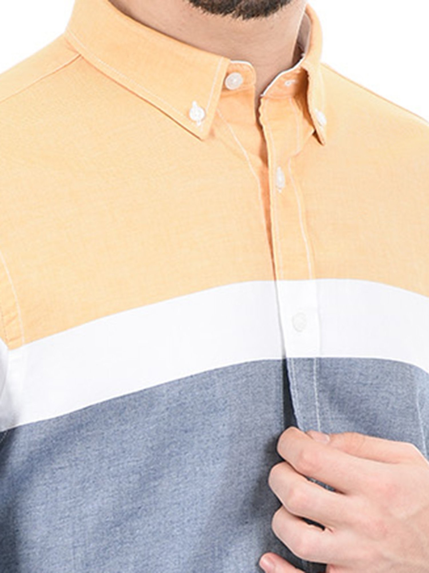 London Fog Blue Regular Fit Cotton Shirt