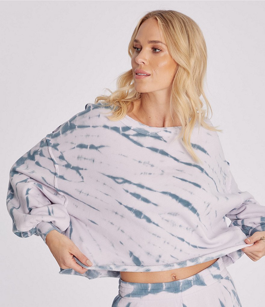 WILDFOX Olivia Long Sleeve Coordinating Tie-Dye Sweatshirt