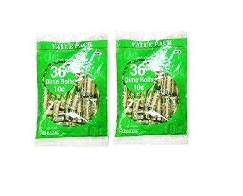 Bazic Dime Coin Wrappers, 36 Per Pack, 2 Pack(72 Total)