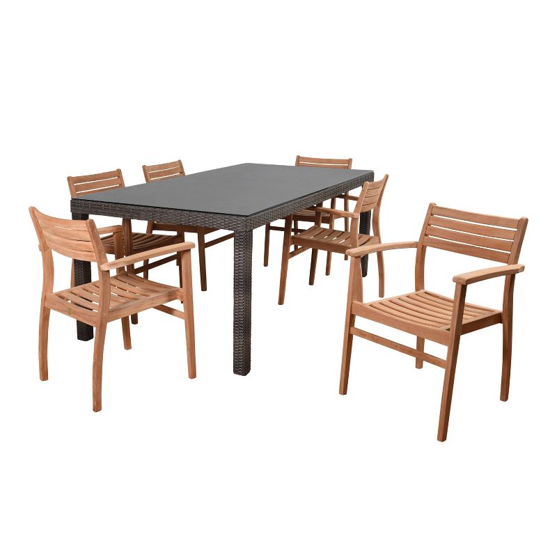 Dedham 7pc Wicker Patio Dining Set with Rectangular Table - Amazonia