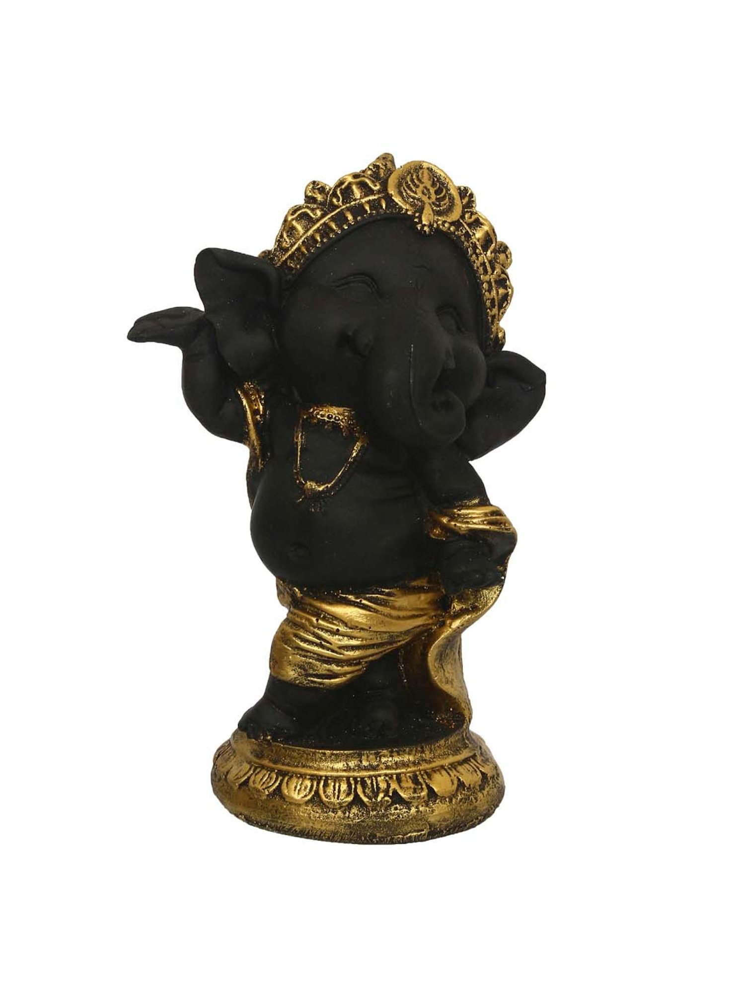 eCraftIndia Golden and Black Lord Ganesha Dancing Avatar Decorative Showpiece