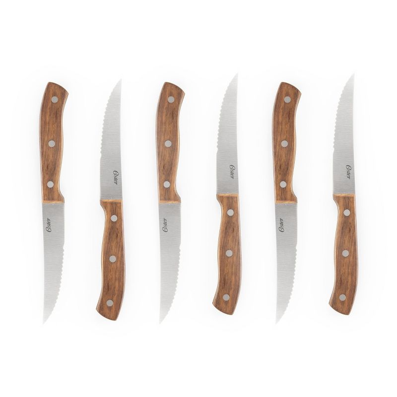 Oster Hensley 14 Piece Stainless Steel Cutlery Set in Black Walnut with Storage Block