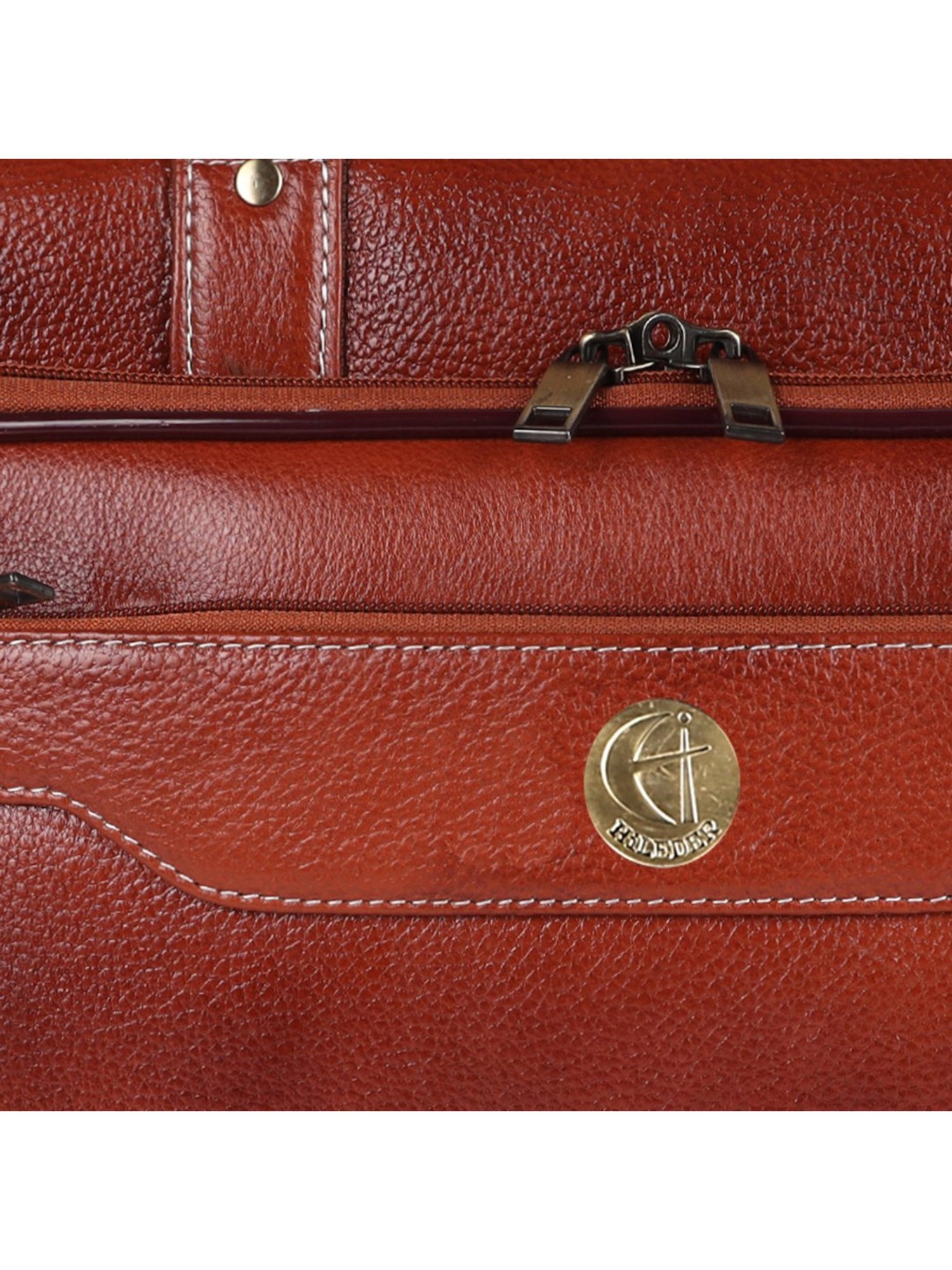 HiLEDER Pure Genuine Premium Stylish Briefcase Laptop Messenger Bag for Men and Women, Tan