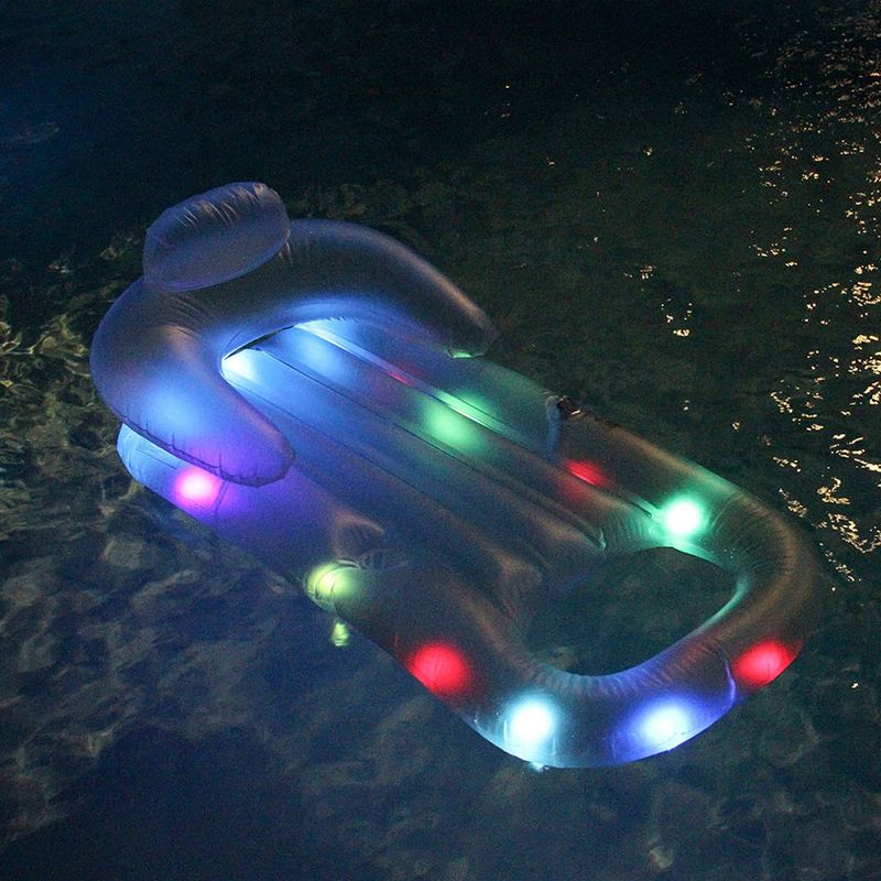 Pool Central 60.25" Inflatable Blue Swimming Pool Multi Color LED Lighted Lounger