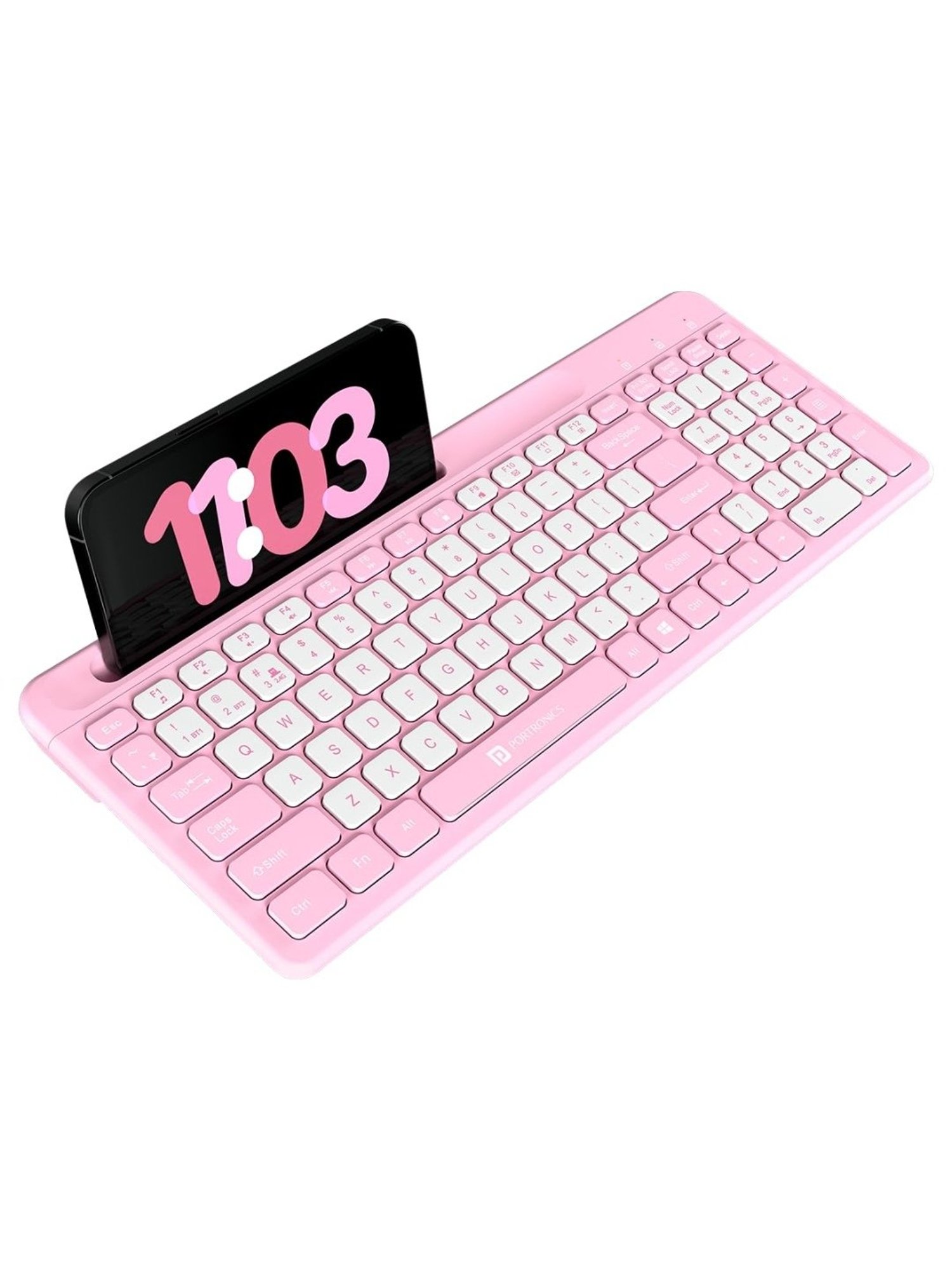 Portronics Bubble Square Wireless Keyboard (Pink)