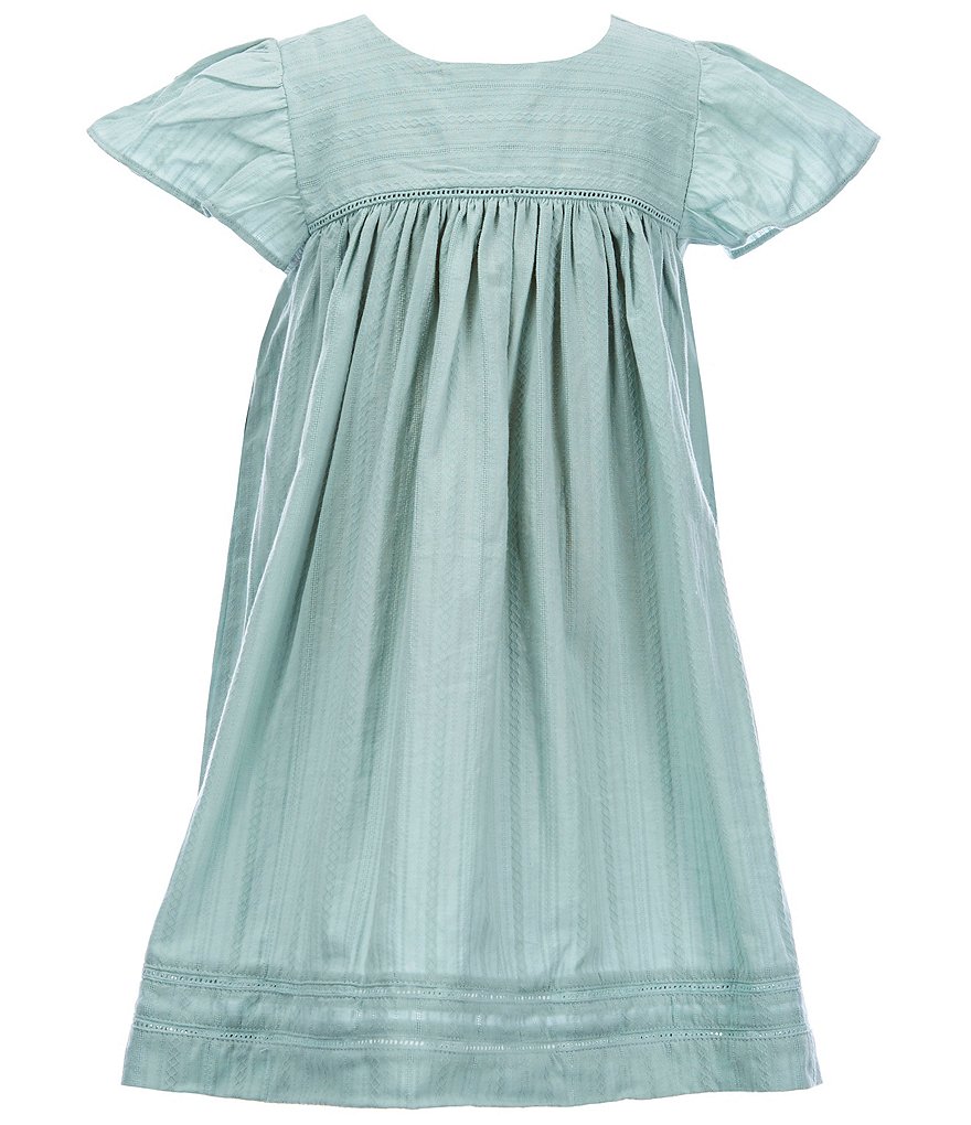 Edgehill Collection Little Girls 2T-6X Flutter-Sleeve Textured A-Line Dress