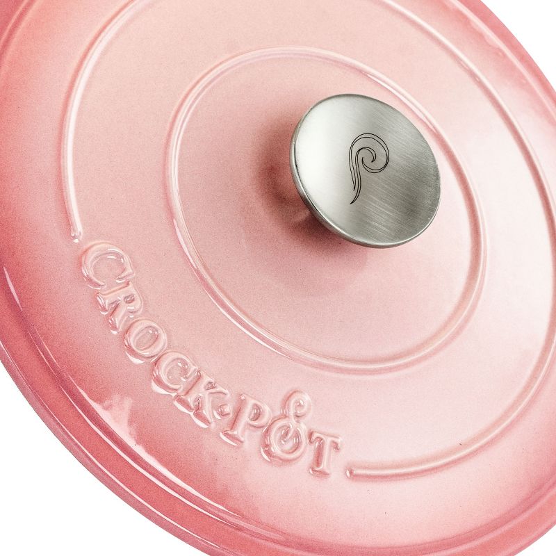 Crock-Pot 2 Piece Artisan 5 Quarts Enamled Cast Iron Dutch Oven in Blush Pink