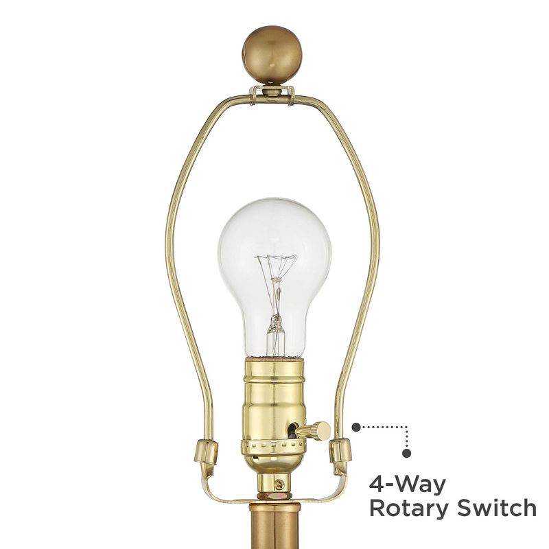 Possini Euro Design Modern Luxury Table Lamp with Night Light Alabaster Glass Brass White Fabric Drum Living Room Bedroom House