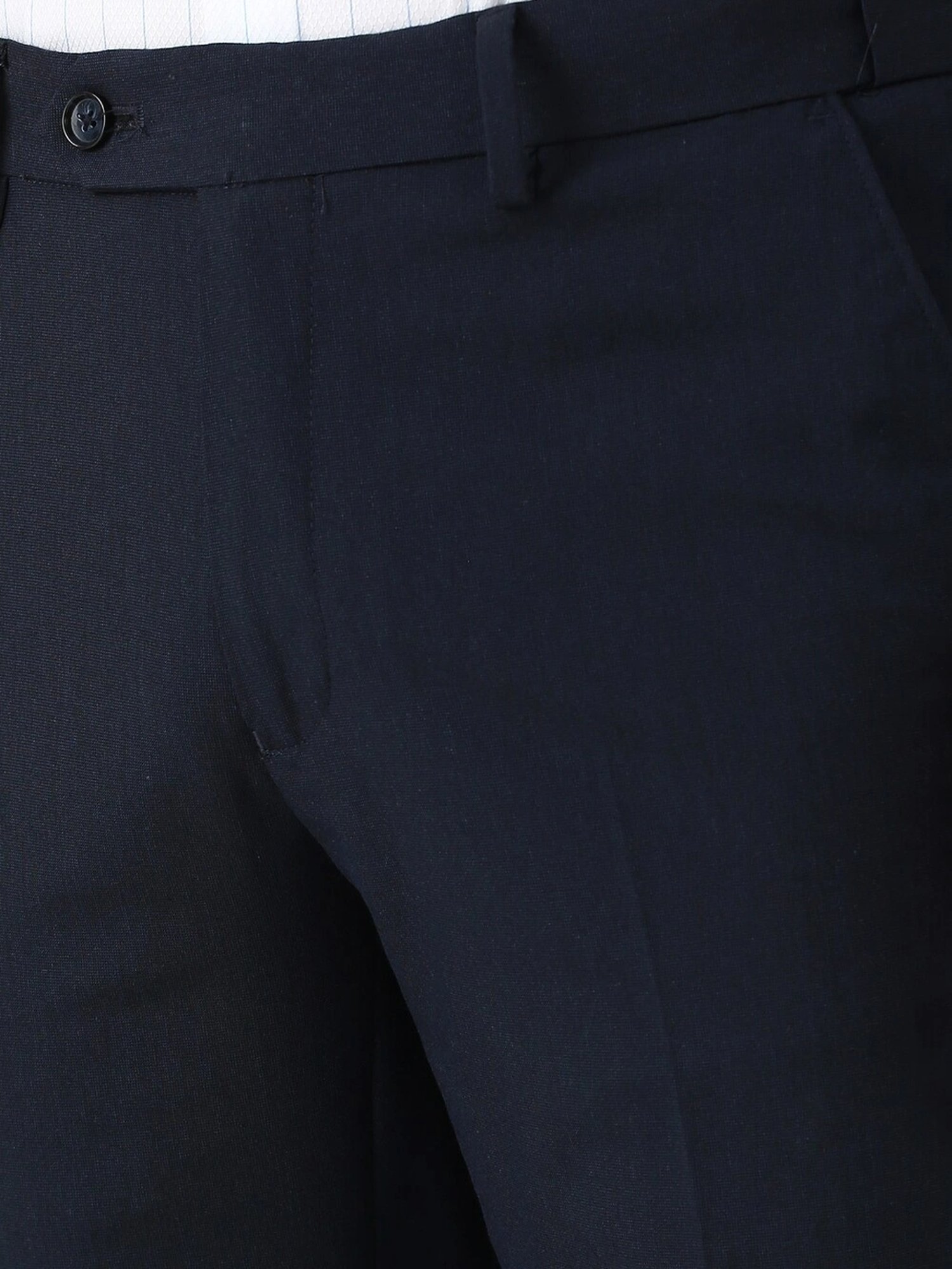 Peter England Navy Slim Fit Trousers