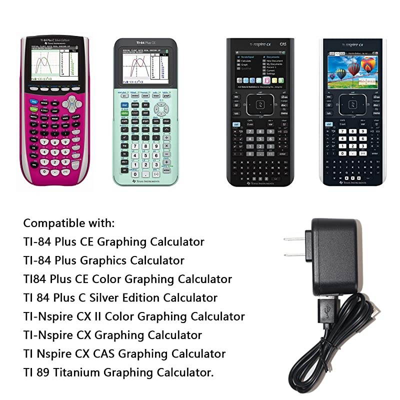 Wall AC Power Charger Adapter for Texas Instruments TI84 Plus CE Graphing Calculator TI 84 Plus C Silver Edition Calculator 5V 1A