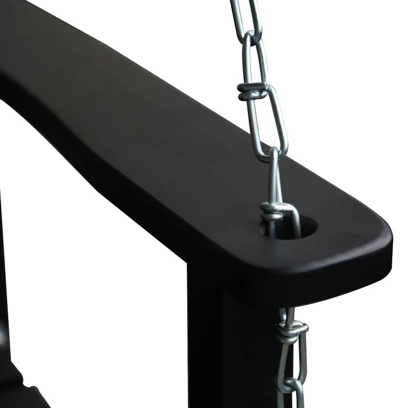 2 Person Outdoor Patio Wooden Porch Swing - Black - Veikous