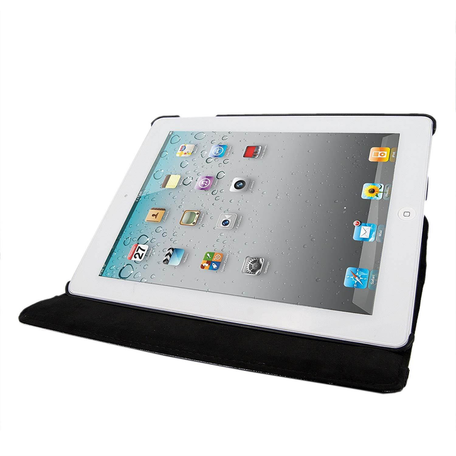 Cellularvilla Apple Ipad2 Ipad3 Ipad4 Gen Genration Black Crocodile 360 Degree Rotating Flip Folio Case Cover with Auto Sleep/wake Feature Stand