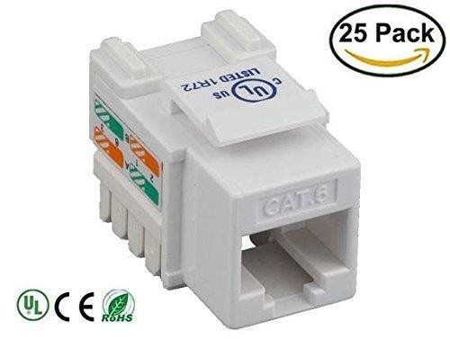 iMBAPrice (25-Pack) Cat6 RJ45 Punch-Down Keystone Jack in (White)