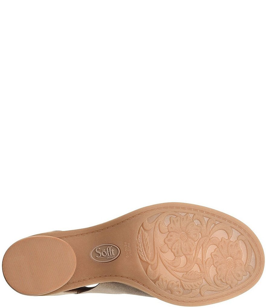 Sofft Carleigh Suede Rounded Stack Heel Peep Toe Pumps