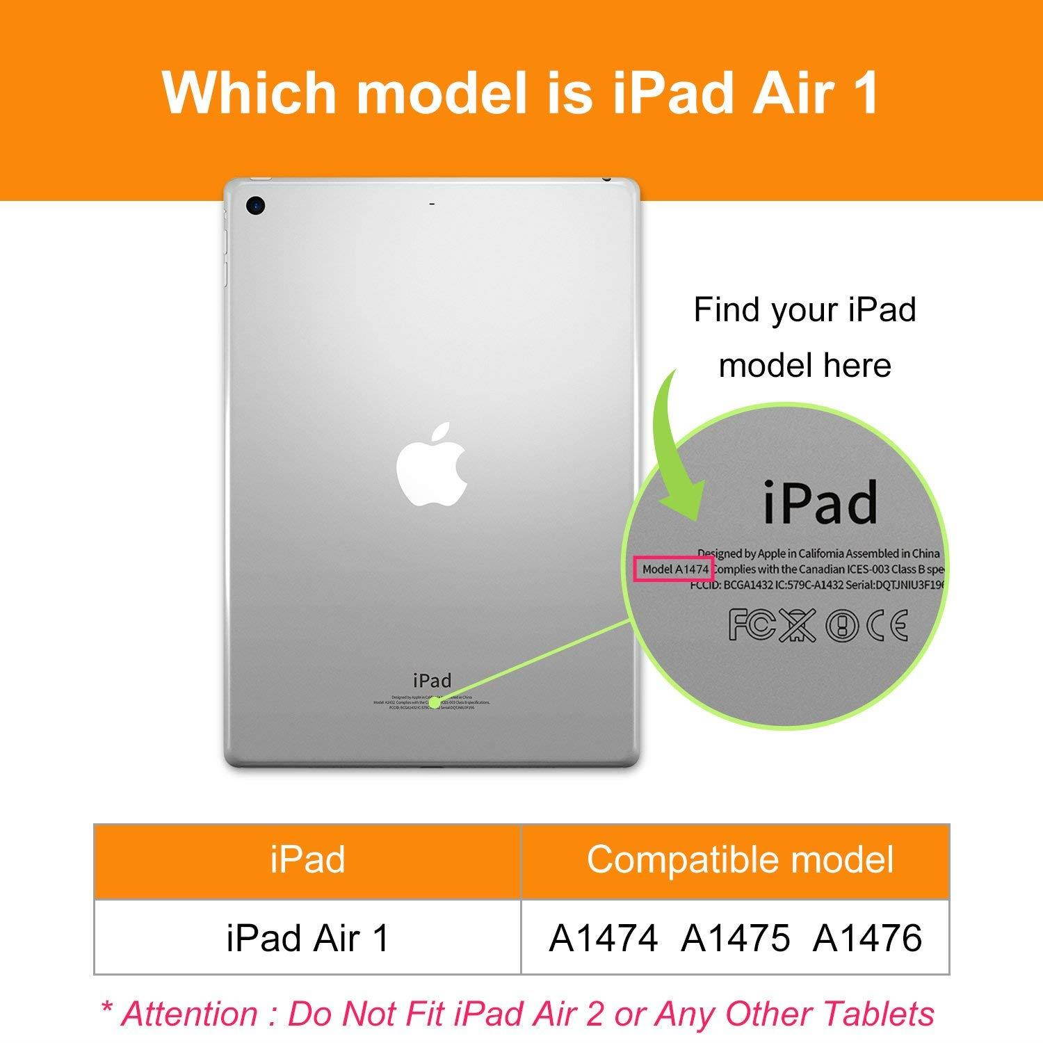 iPad 9.7 Inch iPad Air Case, DTTO Ultra Slim Lightweight Smart Case Trifold Cover Stand with Flexible Soft TPU Back Cover for for Apple iPad Air iPad 5 [Auto Sleep/Wake],RoseGold