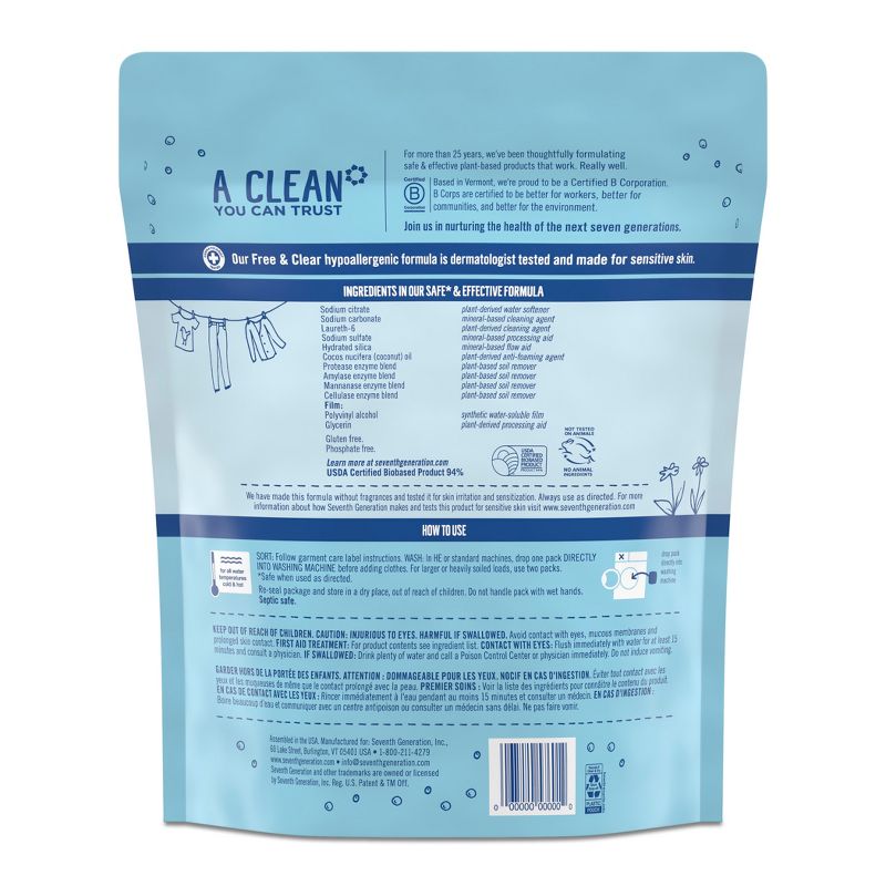 Seventh Generation Laundry Packs Free & Clear - 45ct