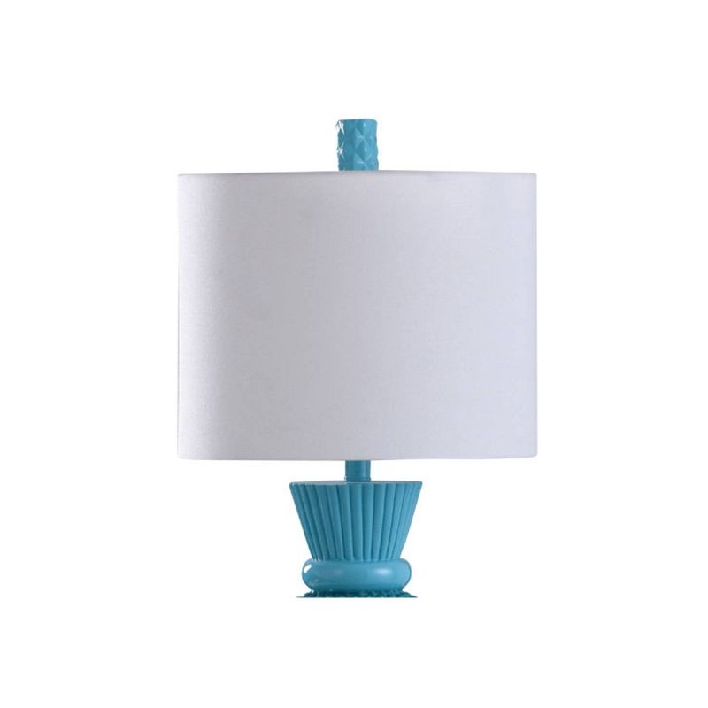 Nakita Painted Base Pineapple Shaped Accent Table Lamp with Linen Shade Kahiki Blue/White - StyleCraft