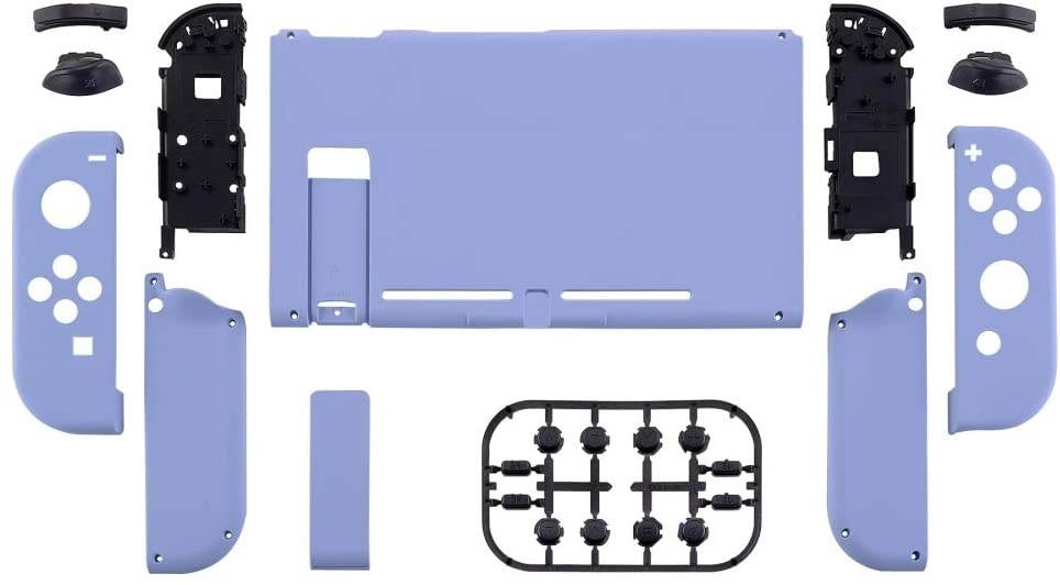 eXtremeRate Soft Touch Grip Back Plate for Nintendo Switch Console, NS Joycon Handheld Controller Housing with Full Set Buttons, DIY Replacement Shell for Nintendo Switch - Light Violet