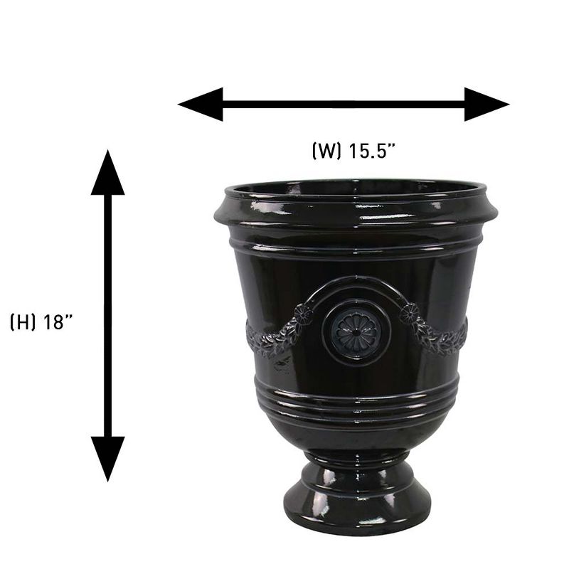 15" Porter Urn, Black - Southern Patio
