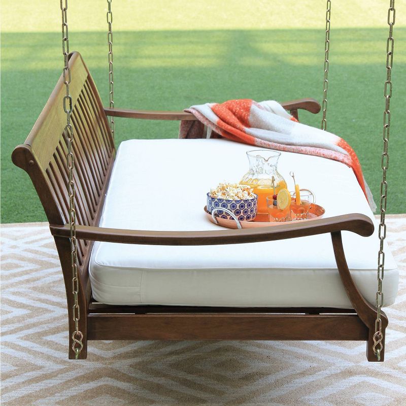 Sopra Wood Patio Swing Daybed with Cushion - White - Cambridge Casual