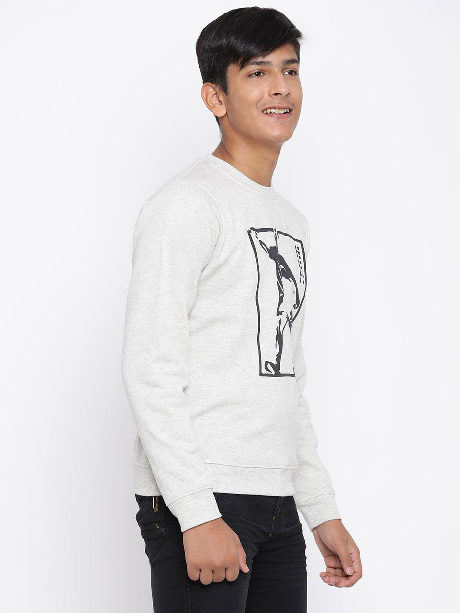 Lil Tomatoes Kids Grey Printed Full Sleeves Sweatshirt