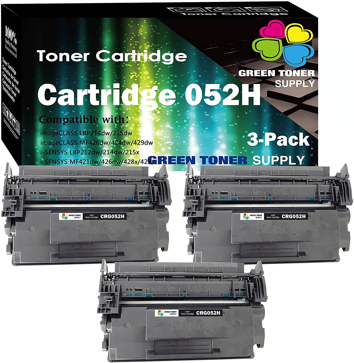 GTS Compatible 2200C00 Toner Cartridge 052H 052(3 Pack) for imageCLASS LBP214dw MF424dw MF426dw Printer