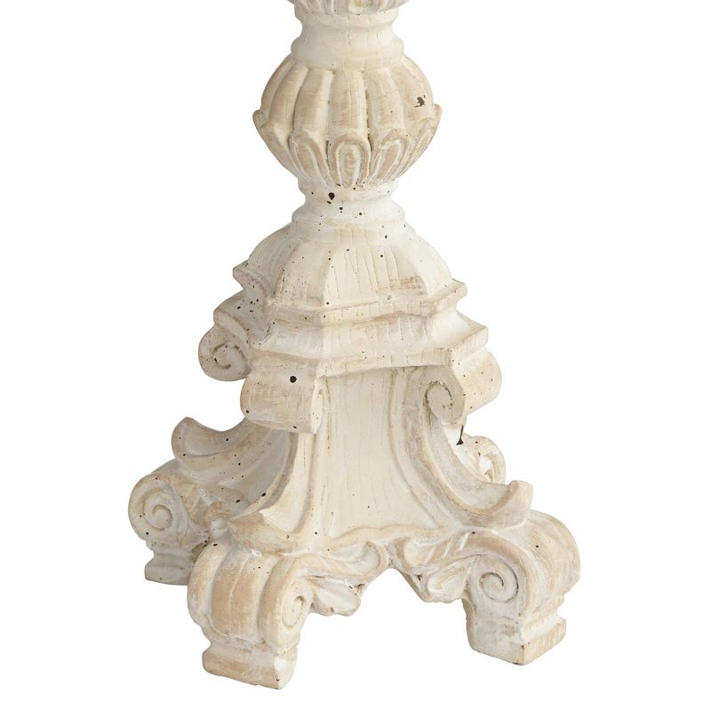 Kensington Hill Whitewashed Carved Pillar Candle Holders Set of 3