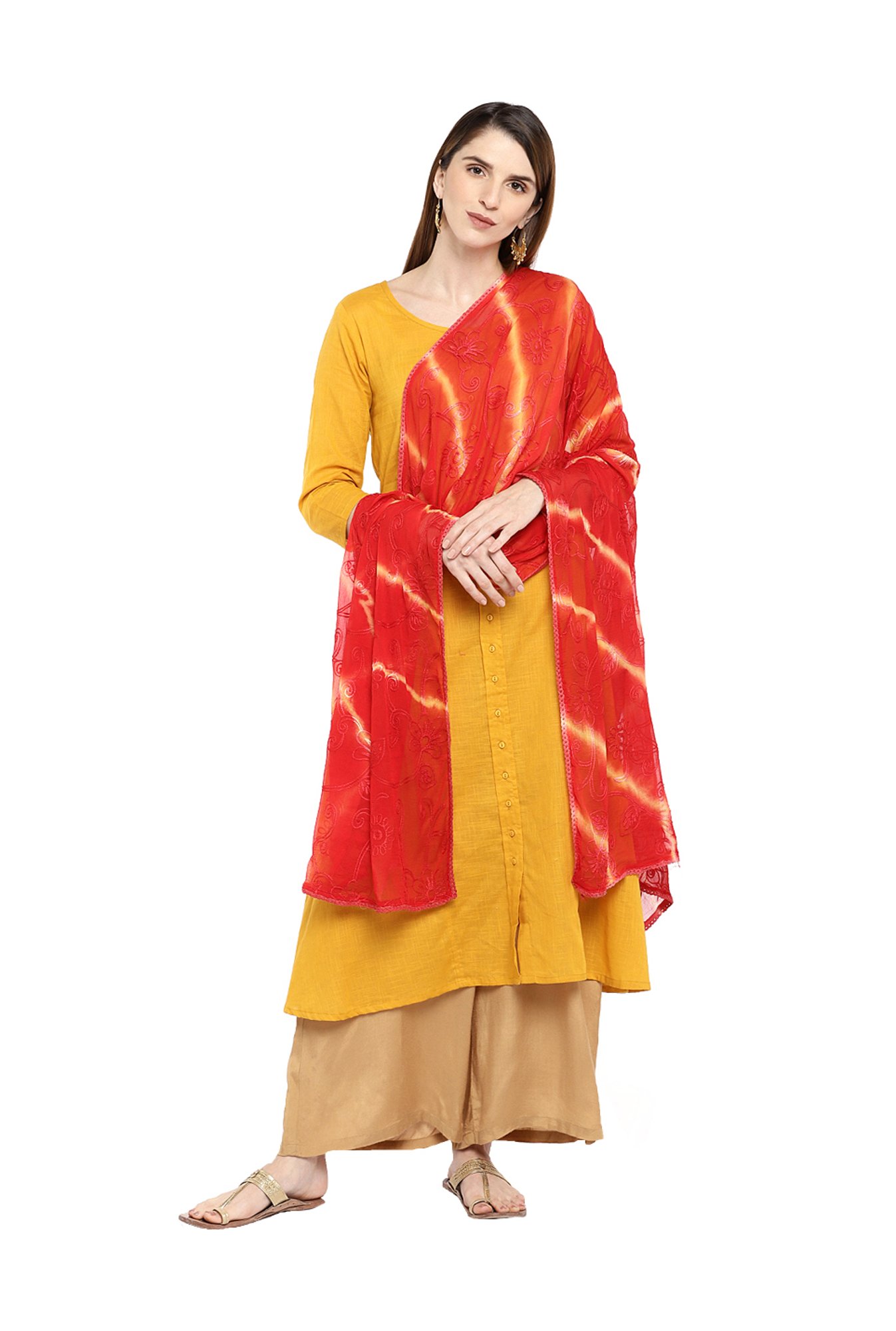 Stylum Red Plain Dupatta