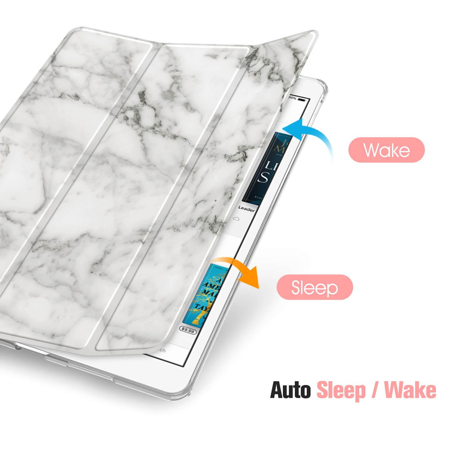 Fintie Case for iPad Air 10.5" (3rd Gen) 2019 / iPad Pro 10.5" 2017- Lightweight Slim Shell Standing Cover with Translucent Frosted Back Cover with Pencil Holder, Auto Wake/Sleep, Marble White