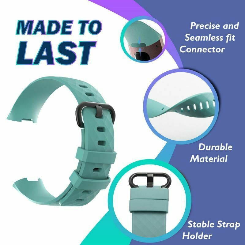 2x Soft TPU Band Wistband Strap For  Charge 4  3 Replacement Black+Blue