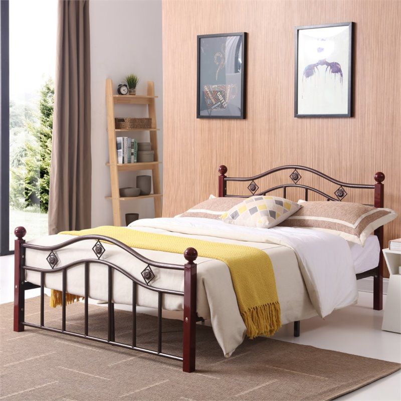 Complete Bronze Metal Bed in Queen Size - Hodedah