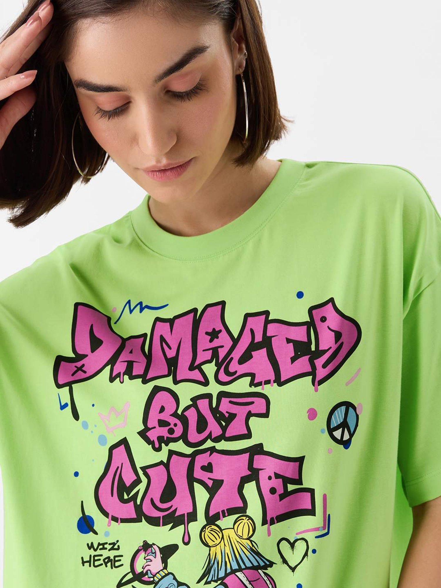 The Souled Store Lime Green Cotton Printed T-Shirt