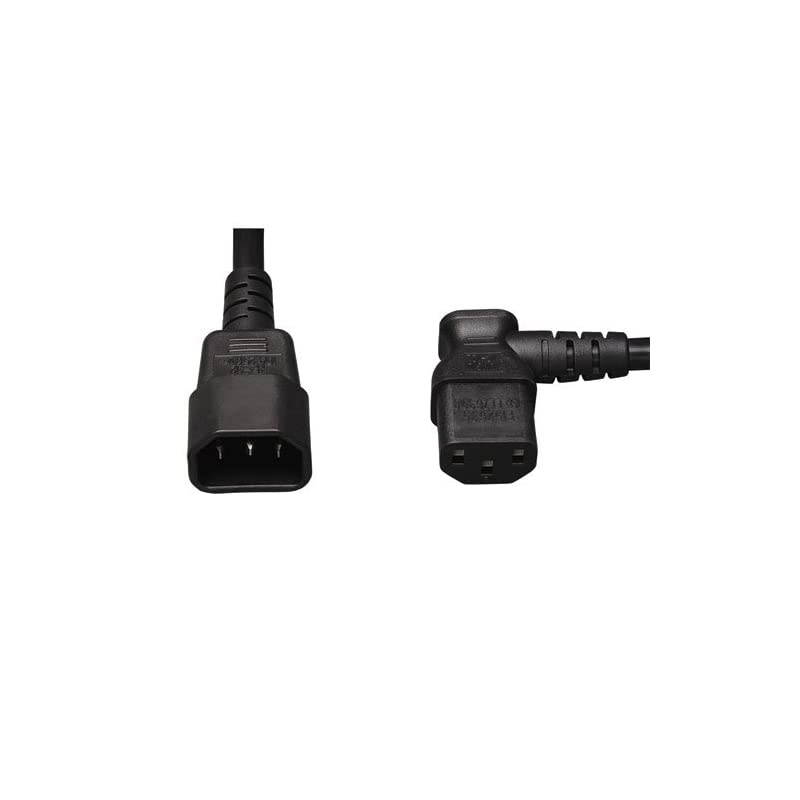 Standard Computer Power Extension Cord 10A, 18AWG (IEC-320-C14 to Right AngleIEC-320-C13) 2-ft.(P004-002-13RA) , Black