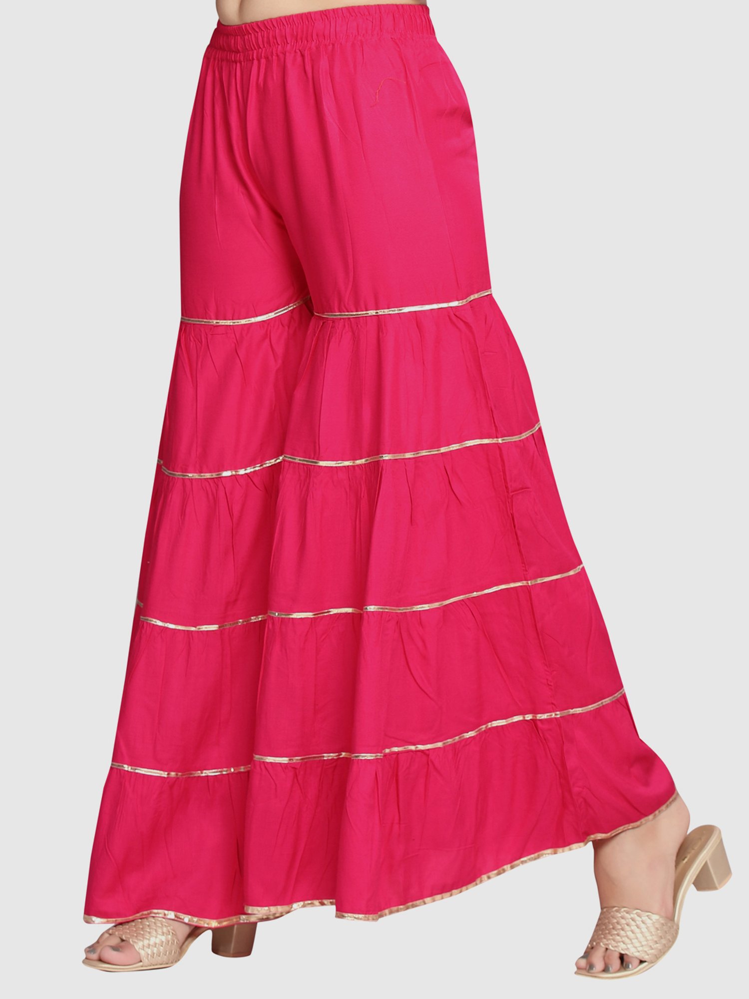 Aarika Pink Cotton Striped Sharara