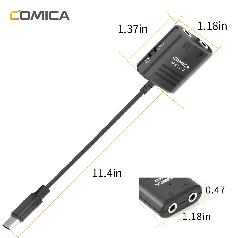 Comica SPX TC Multi Functional 3.5mm TRS &TRRS to USB TYPE C Audio Cable Adapter for Huawei/Samsung/HTC Smartphone (1pcs)