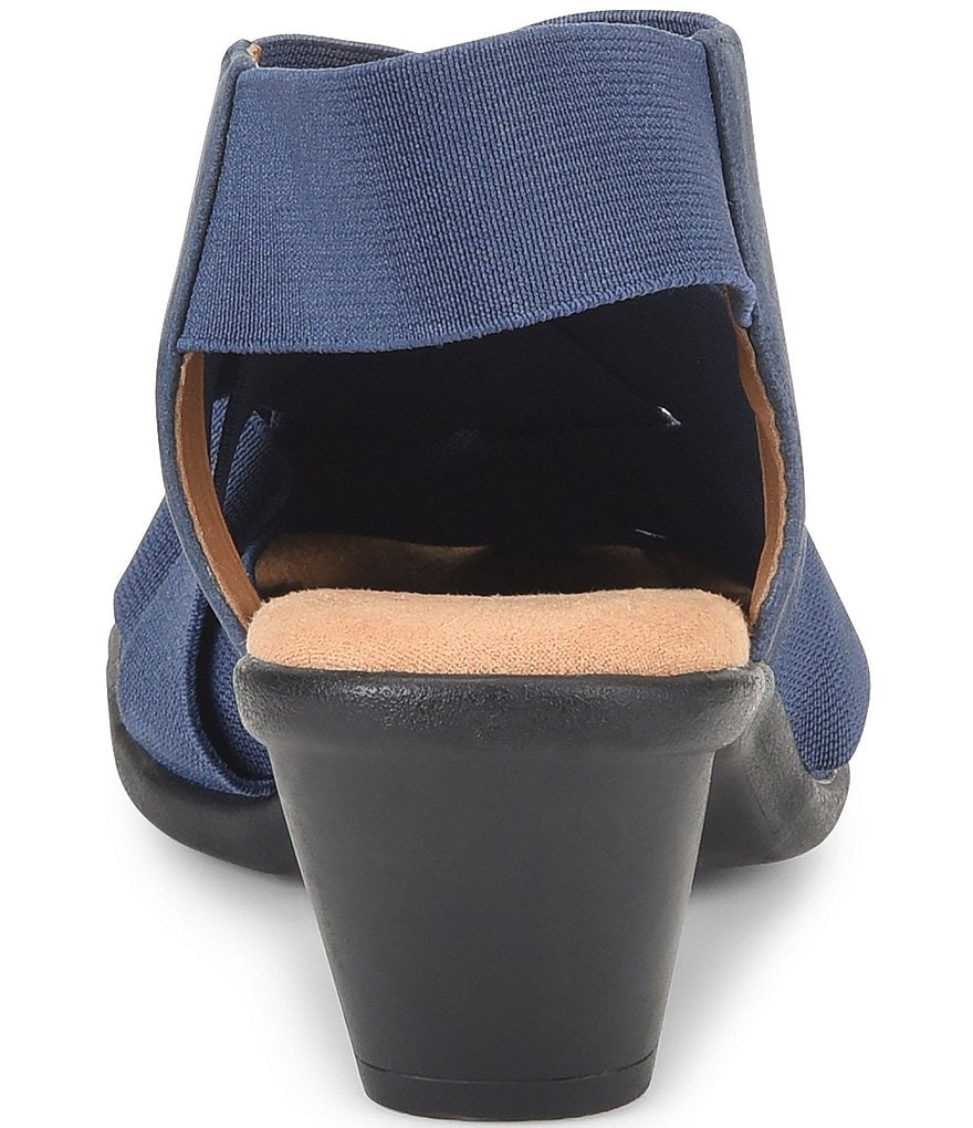 Comfortiva Farrow Elastic & Suede Woven Block Heel Sandals