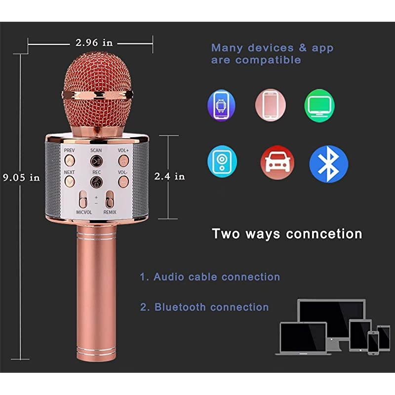 Bluetooth Wireless Microphone 3 in 1 Portable Handheld Mic Speaker Machine for Company Meeting Family Kids Party - Compatible iPhone, Android, iPad, PC and All Smartphones