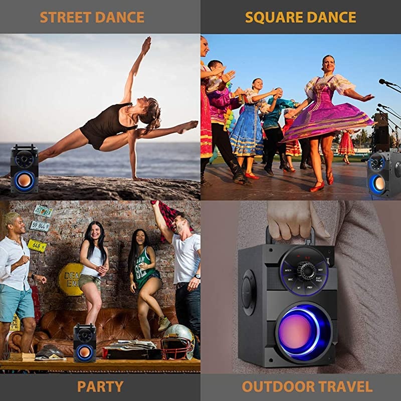 Portable Bluetooth Speakers with Subwoofer Rich Bass Wireless OutdoorIndoor Party Speakers MP3 Player Powerful Speaker Support Remote Control FM Radio for Phone Computer PC Home TV