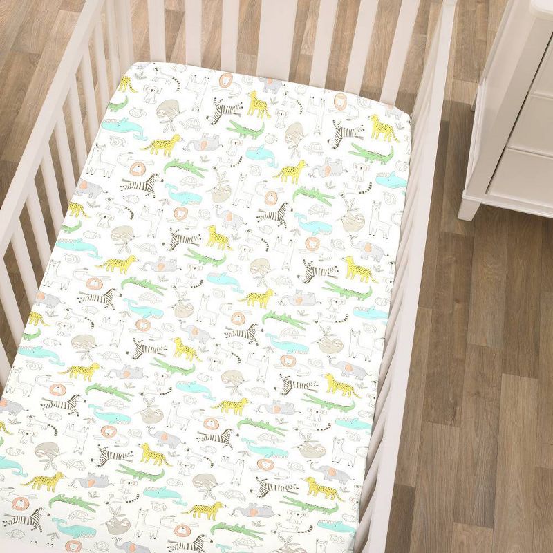Carter's Colorful Zoo Animals Super Soft Fitted Crib Sheet