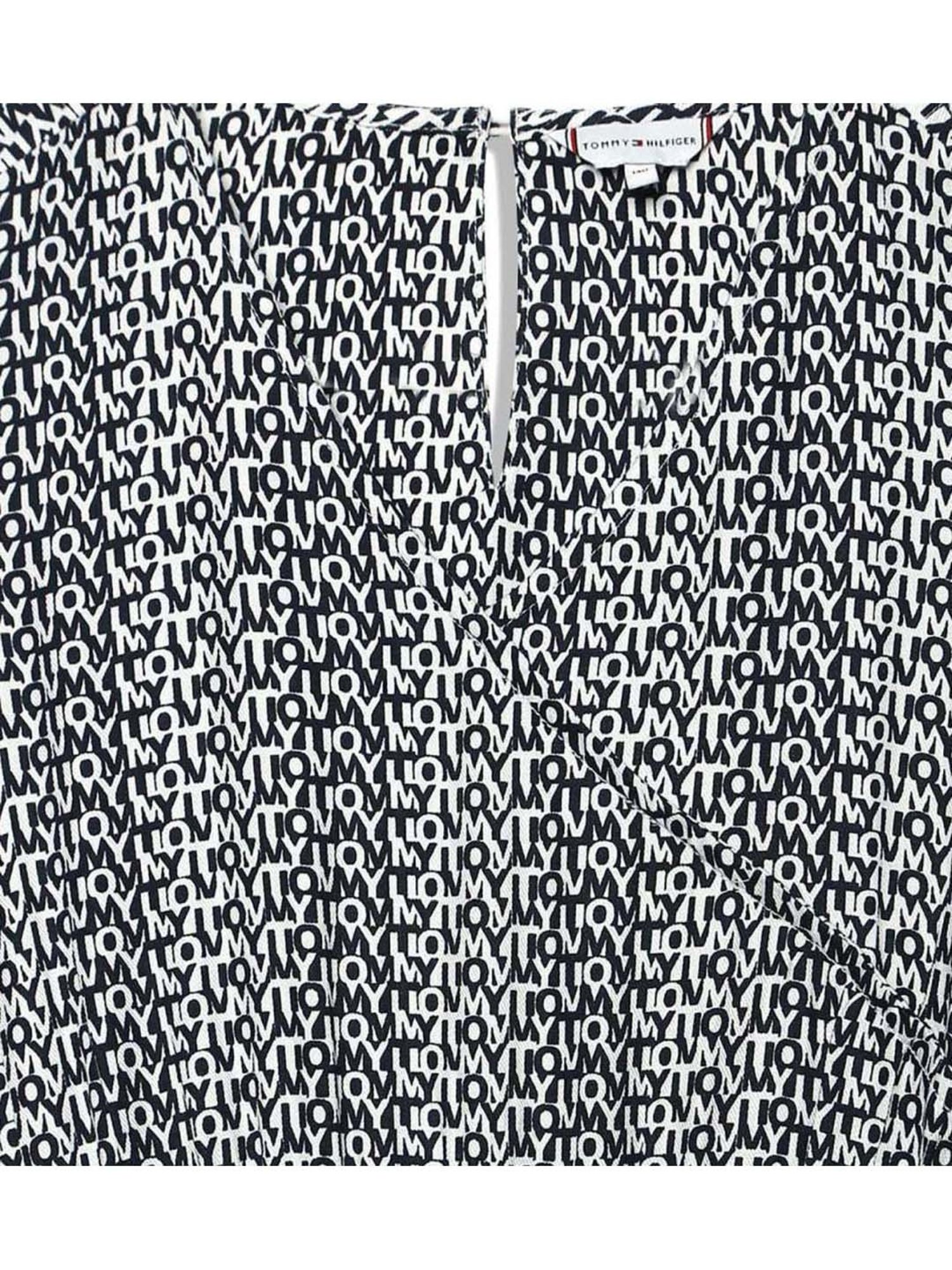 Tommy Hilfiger Kids White & Desert Sky Logo Full Sleeves Dress