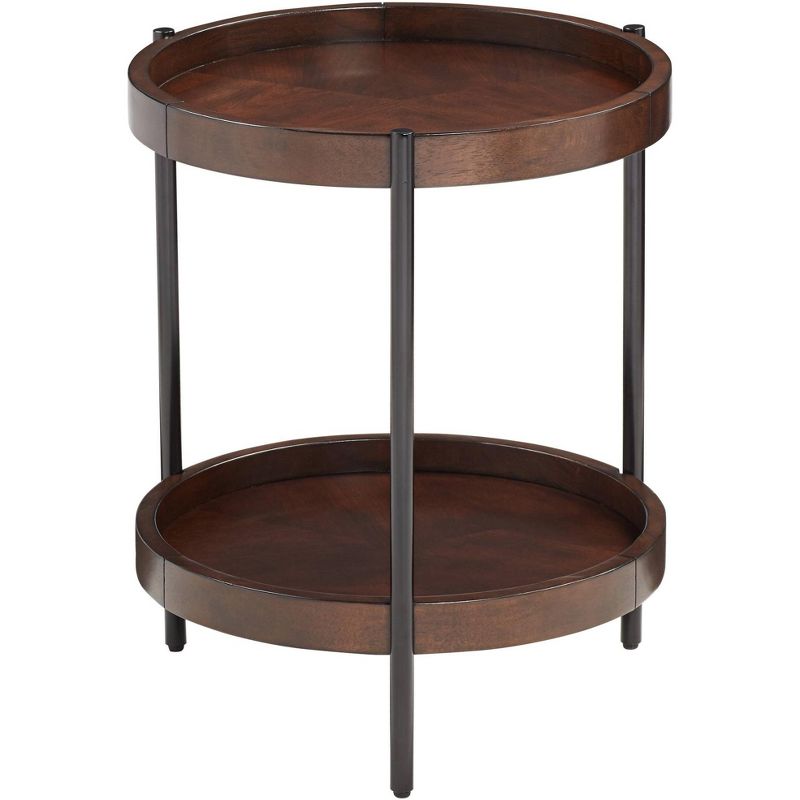 55 Downing Street Taos Round Walnut Accent Table