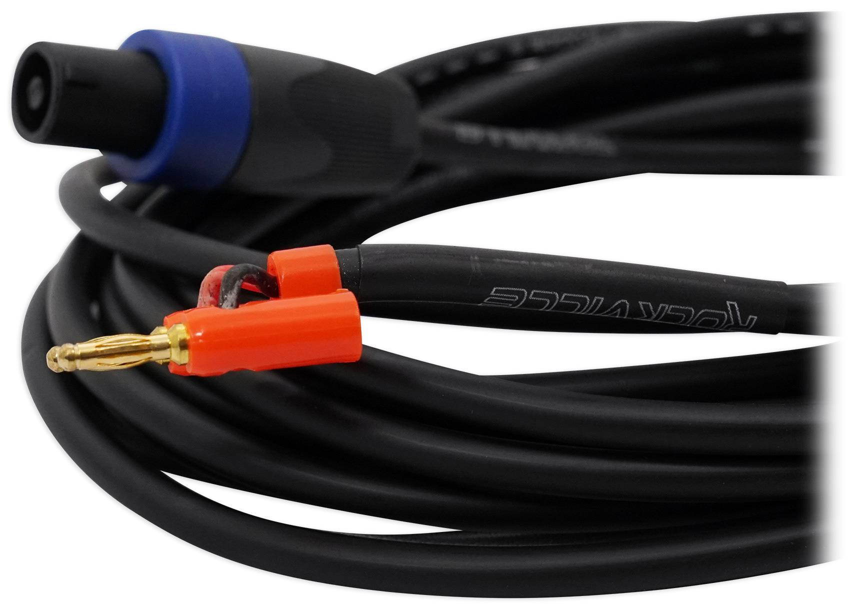 rockville rsb16 20 foot speakon to banana speaker cable, 16 gauge, 100% copper!
