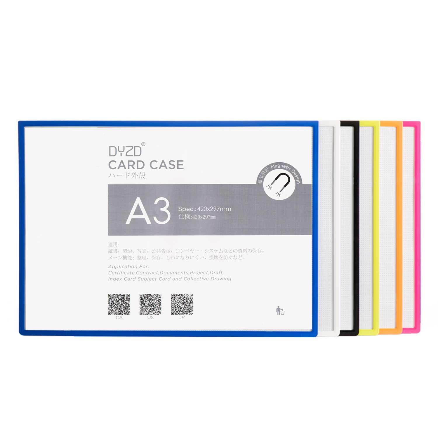 DYZD Magnetic Sign Holder Magnet Plus Certificate Holders Document Covers, Holds 16.53"&times;11.69" documents, Multi-Colored Frame(Blue,1 PCS)