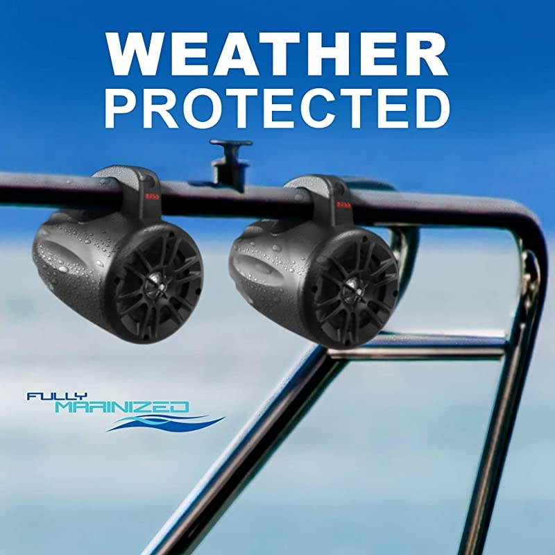 MRWT40 Marine Waketower Speaker System 400 Watts of Power Per Pair 200 Watts Each 4 Inch Full Range 2 Way Marine grade Weatherproof Sold In Pairs