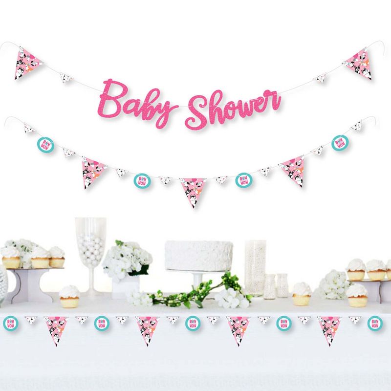 Big Dot of Happiness Pawty Like a Puppy Girl - Pink Dog Baby Shower Letter Banner Decoration - 36 Banner Cutouts and Baby Shower Banner Letters