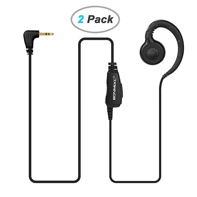 Walkie Talkie Earpiece Mic PTT Compatible with Motorola Talkabout Cobra 25mm 1Pin Thicker Reinforced Cable TwoWay Radio Headset CRing Earloop 2 Pack