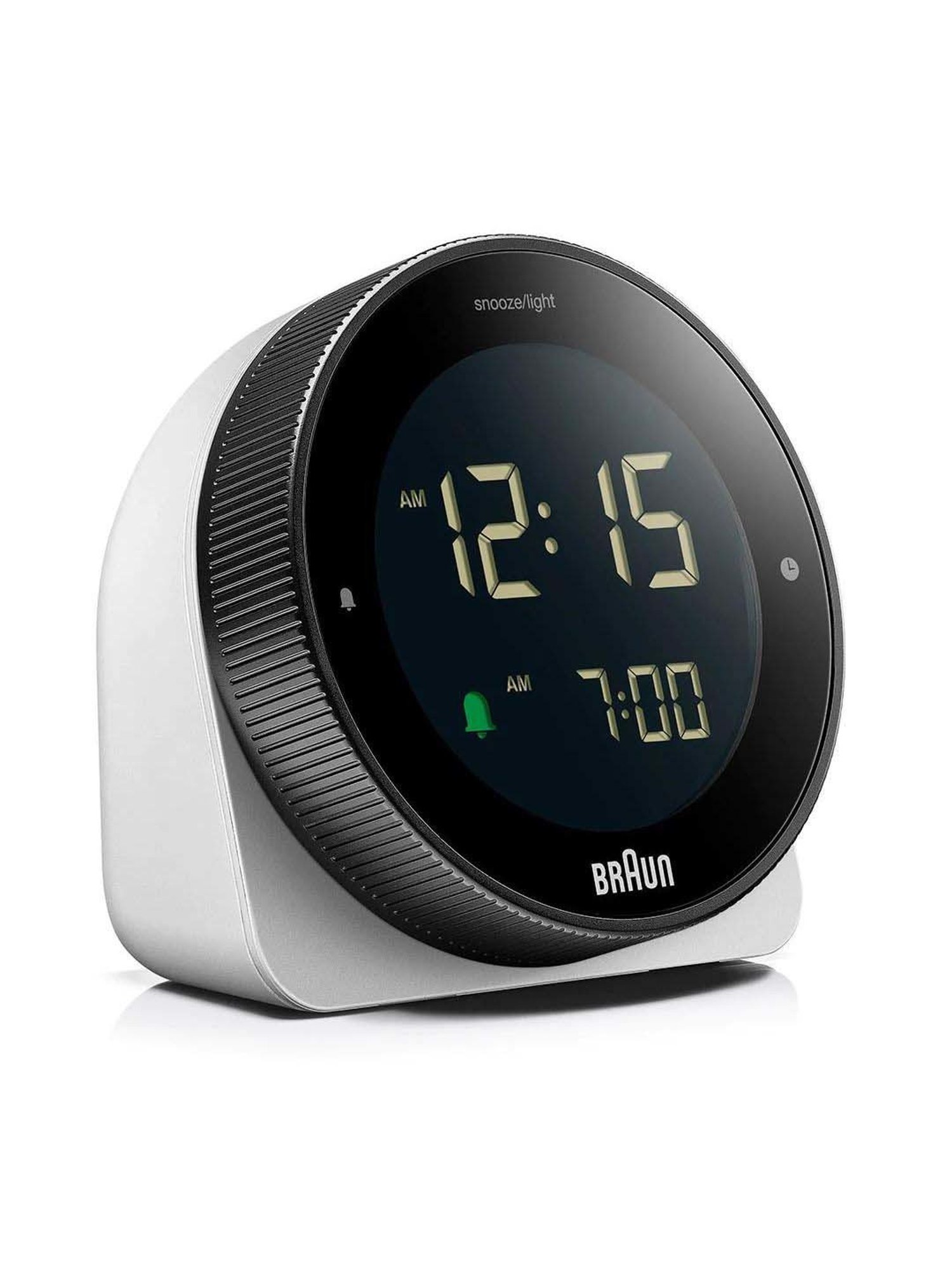 Braun White Digital Alarm Clock With Snooze & Negative LCD Display