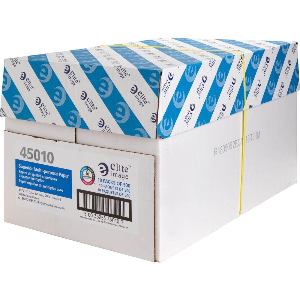 Elite Image 45010 Multipurpose Paper - 8 1/2" x 11" - 20 lb Basis Weight - 98 Brightness - 5000 sheets / Carton (10 Reams / Carton) - White