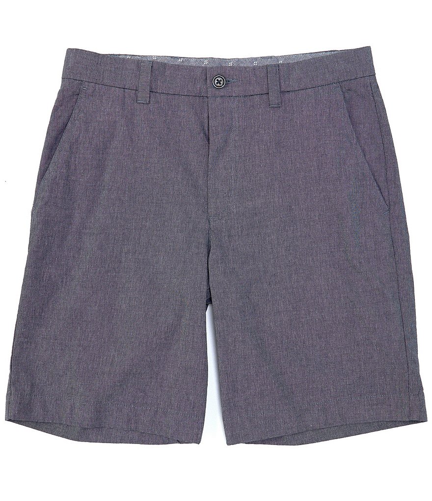 Roundtree & Yorke Big and Tall 9#double; and 11#double; Inseam Flat-Front Chambray Solid Shorts